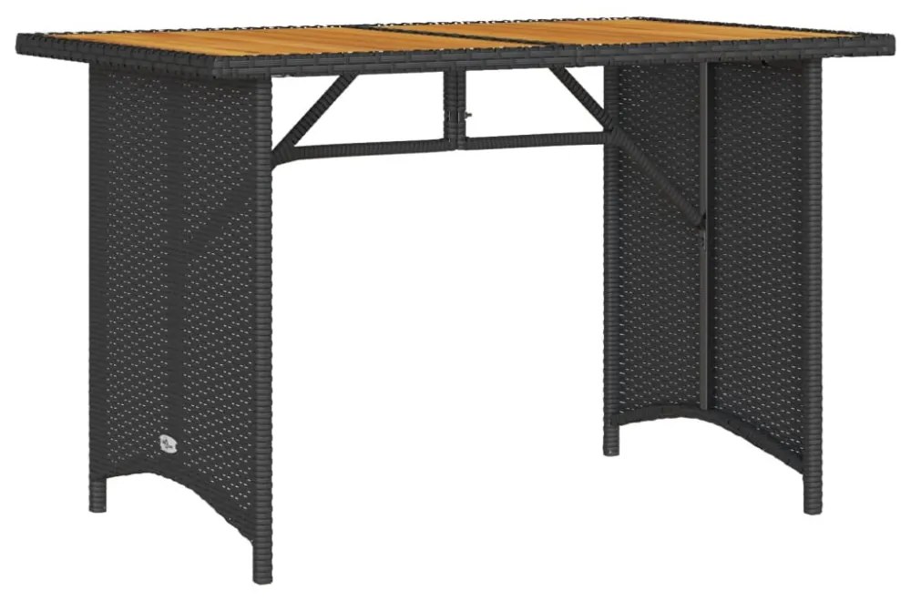 fekete polyrattan falapos kerti asztal 110 x 68 x 70 cm