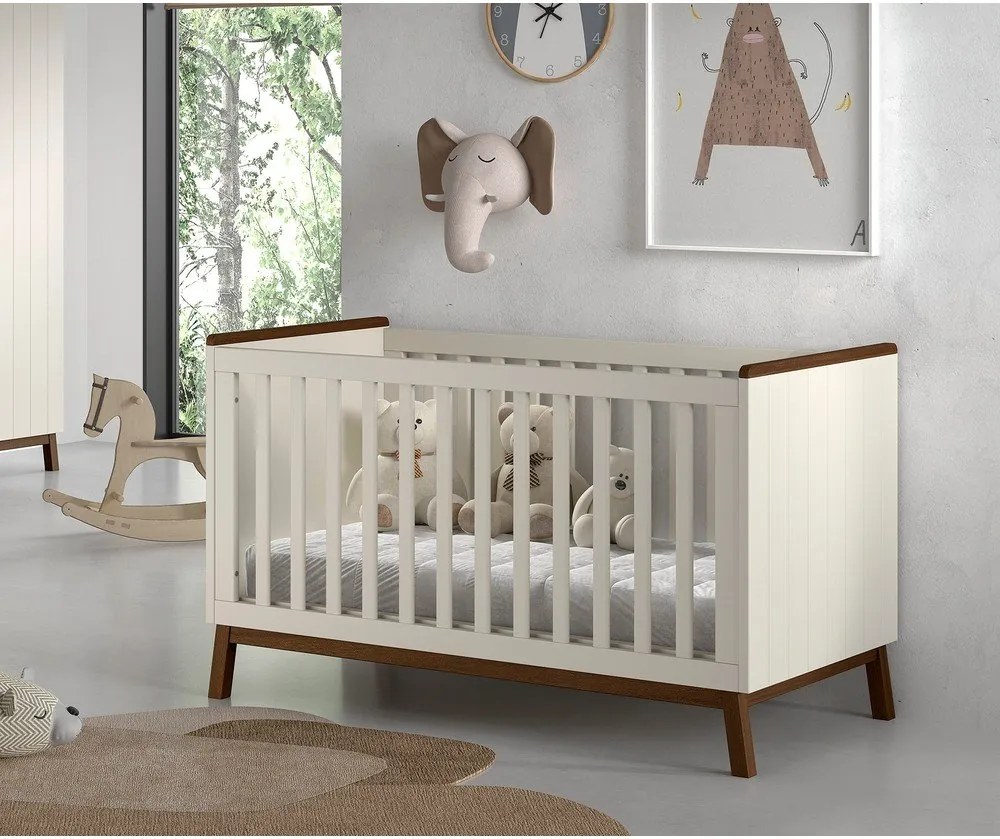 Bézs borovi fenyő babaágy levehető oldallal-állítható magassággal 70x140 cm Sezane – Vipack