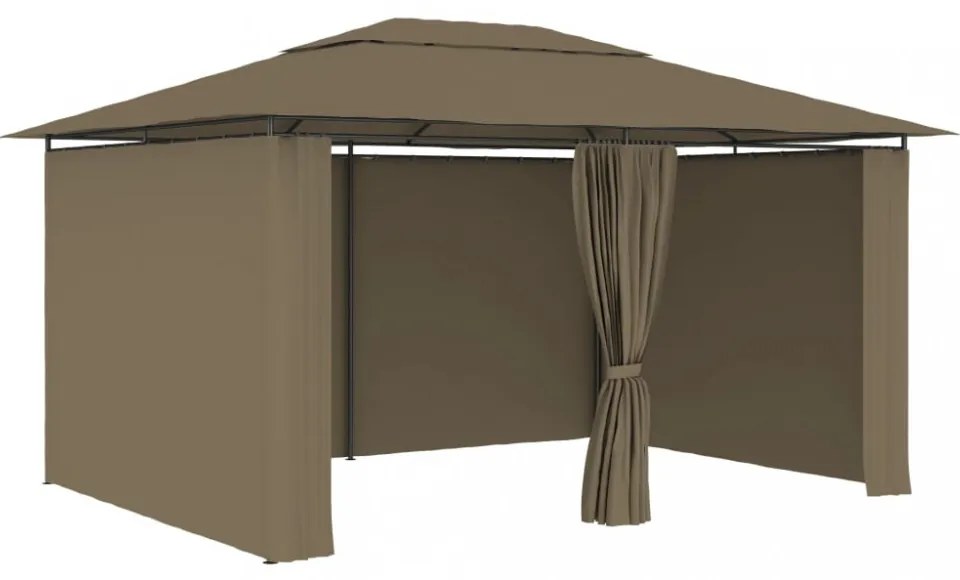 Tópszínű kerti pavilon függönyökkel 4 x 3 m 180 g/m²
