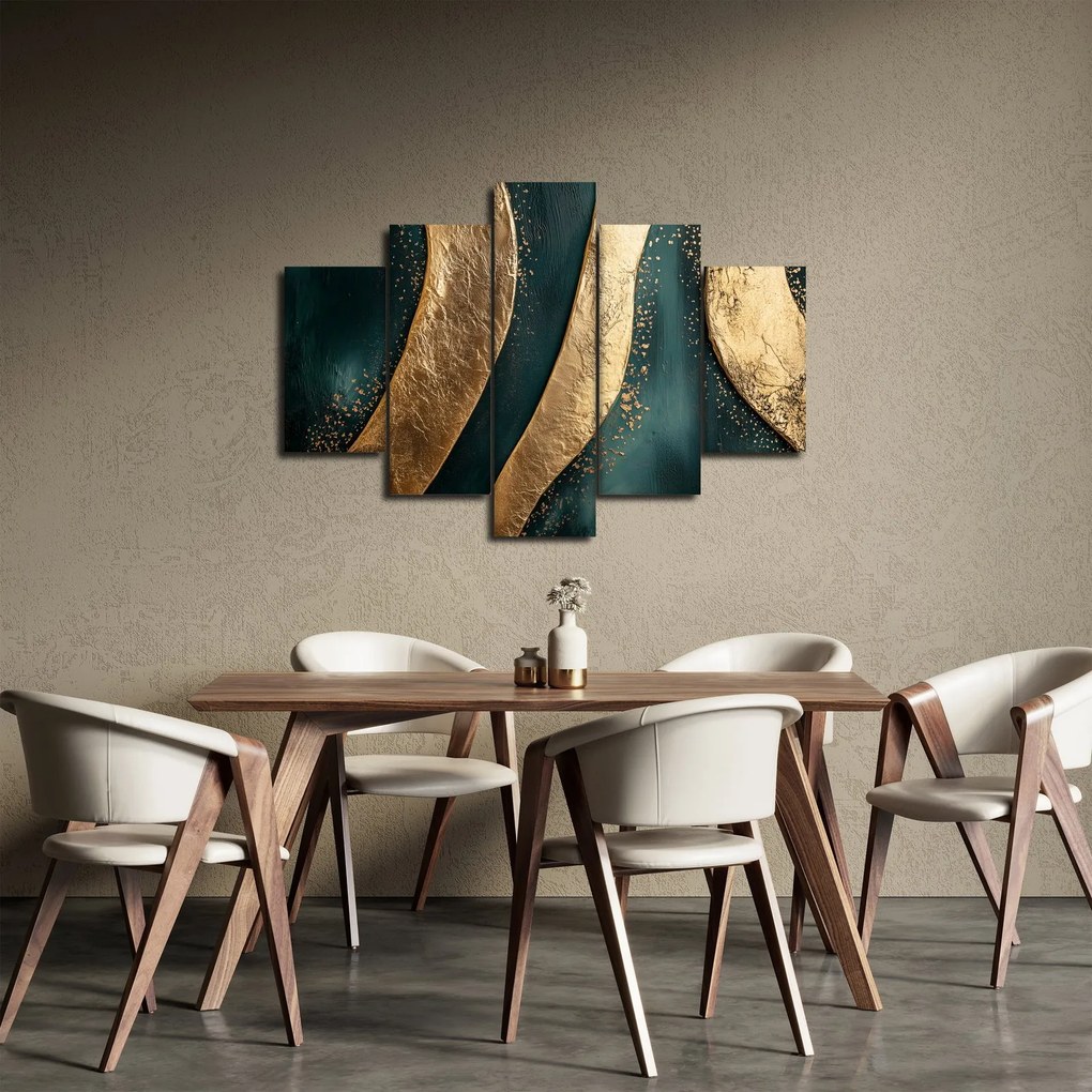 Kép - Zöld absztrakció arannyal I. (150x105 cm)