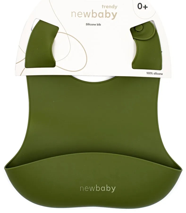 New Baby szilikon előke olívazöld színben