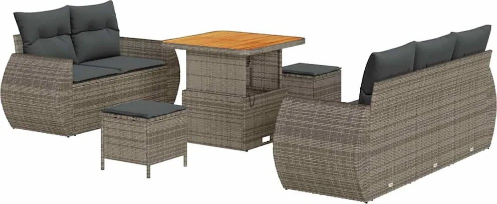 vidaXL Kerti Kanapé Szett 8 pcs Szürke polirattan