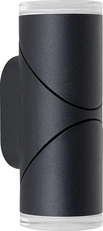 PREZENT 28210 AKARA Modern Kültéri Fali Lámpa Fekete, Átlátszó LED IP44