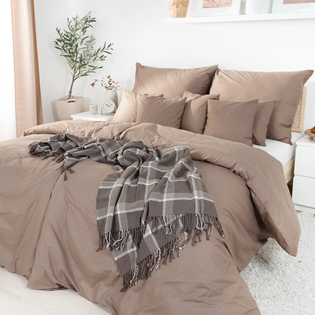 Goldea pamut ágyneműhuzat garnitúra - kávébarna 240 x 220 és 2db 70 x 90 cm