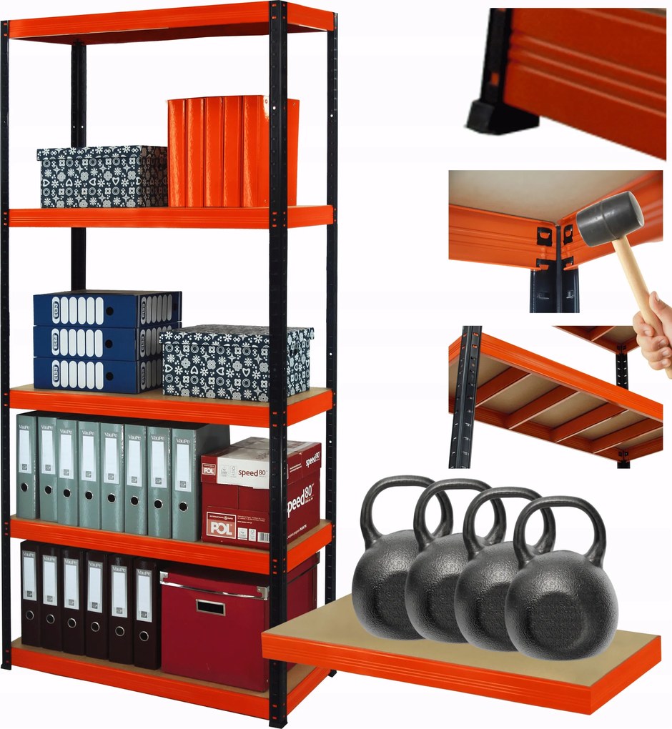 Műhelypolc fém állvány Helios 196x120x30cm 5Px400kg Gyártó