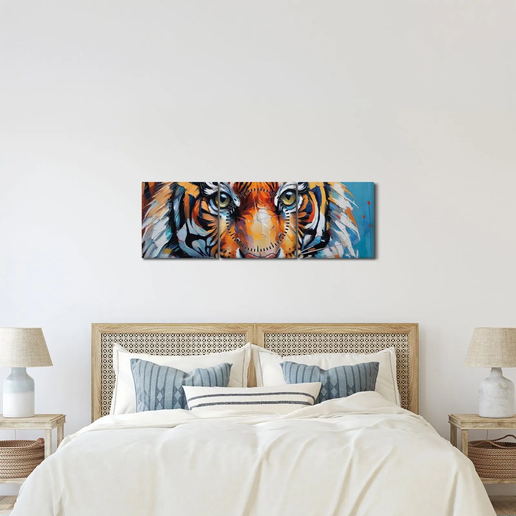 Kép - Tigris látképe, festmény (órával) (90x30 cm)
