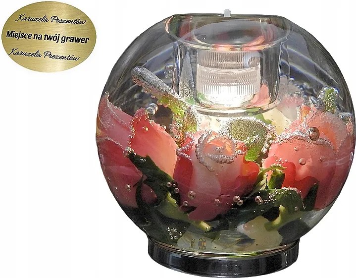 Üveg Gyertyatartó Fagyos Rózsák Led Lámpához És Hagyományos Tealight Gyertyához Ajándék