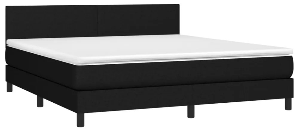 fekete szövet rugós és LED-es ágy matraccal 180 x 200 cm