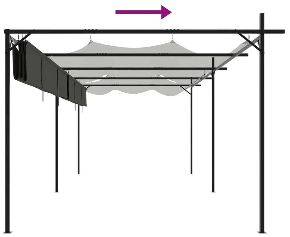antracitszürke pergola behúzható tetővel 589 x 292 x 230 cm