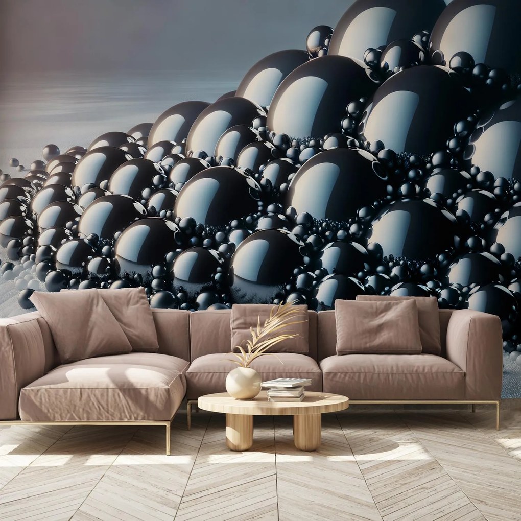 Fotótapéta - Fekete gömbök halmaza (147x102 cm)