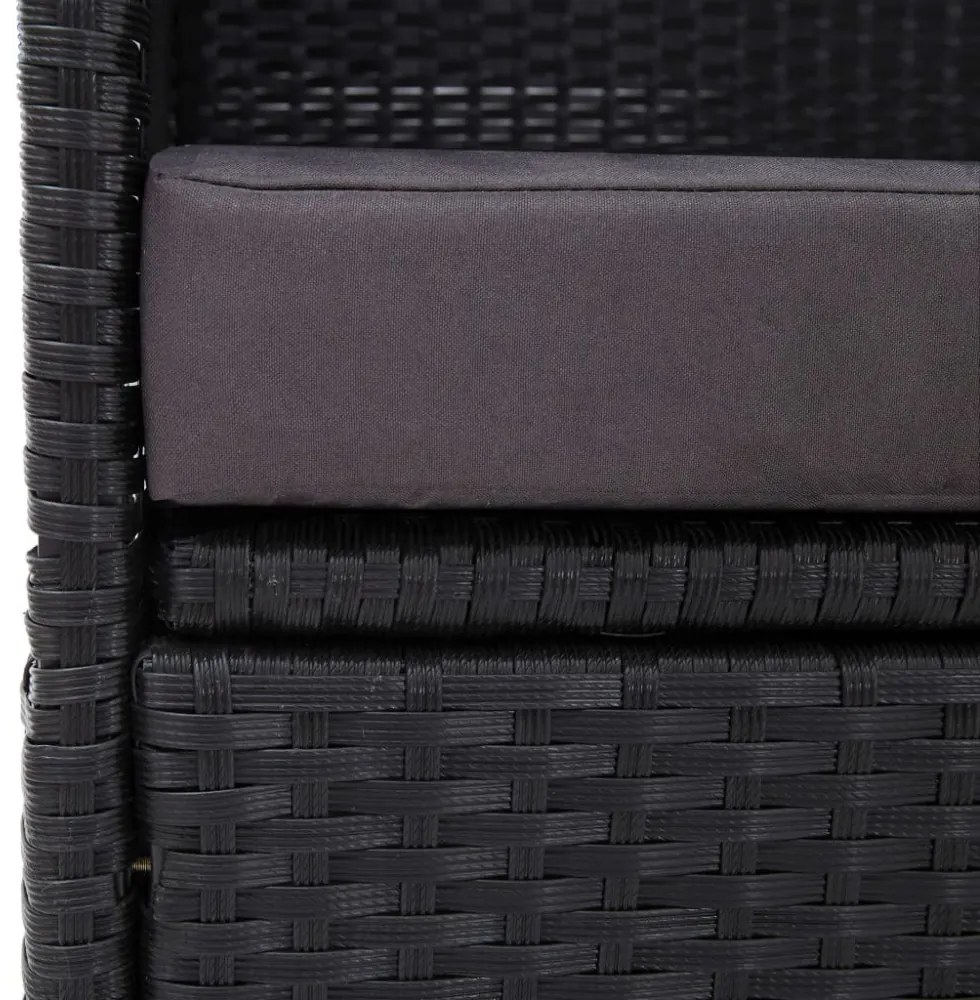 fekete polyrattan kültéri kanapé napellenzővel