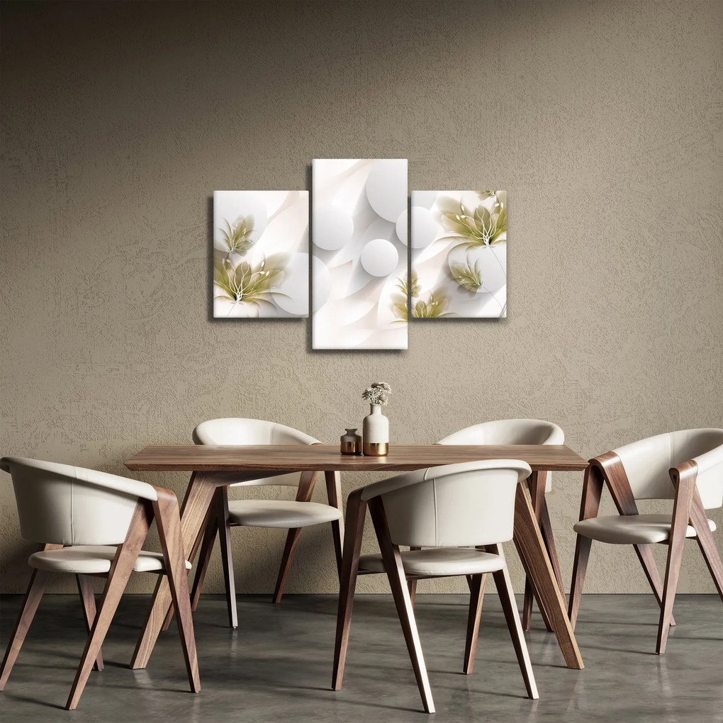 Kép - 3D körök virágokkal (90x60 cm)