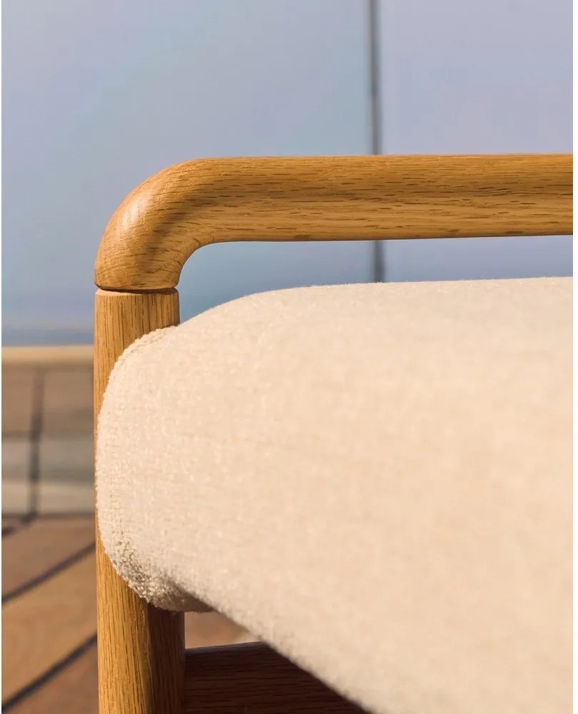 Krémszínű-natúr színű pad Macaret – Kave Home