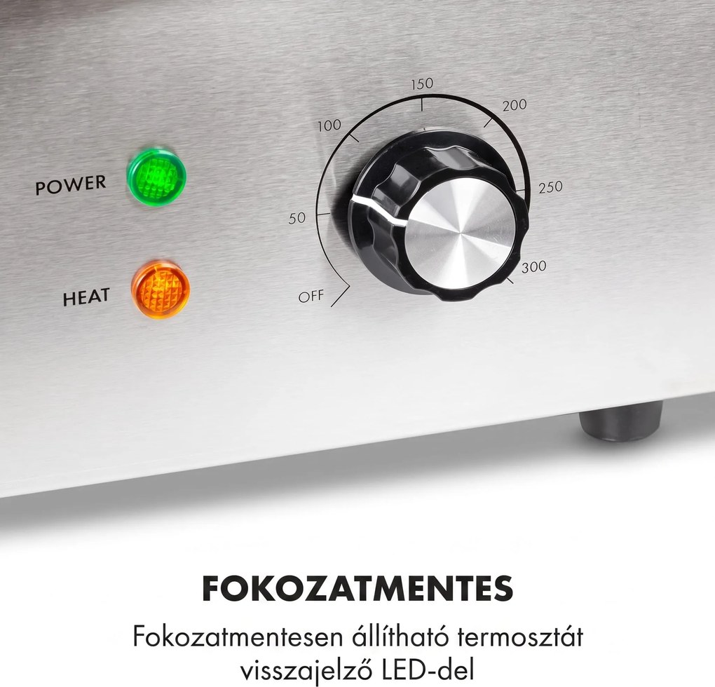 Klarstein Grillmeile 3000R, elektromos grill, 3000 W, grill lap, 54,5 x 35 cm, bordás