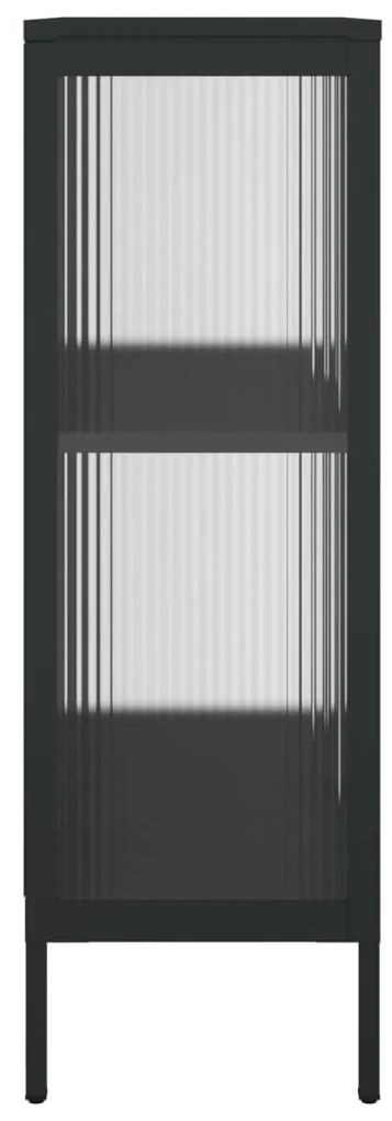 fekete üveg és acél tálalószekrény 75 x 35 x 105 cm