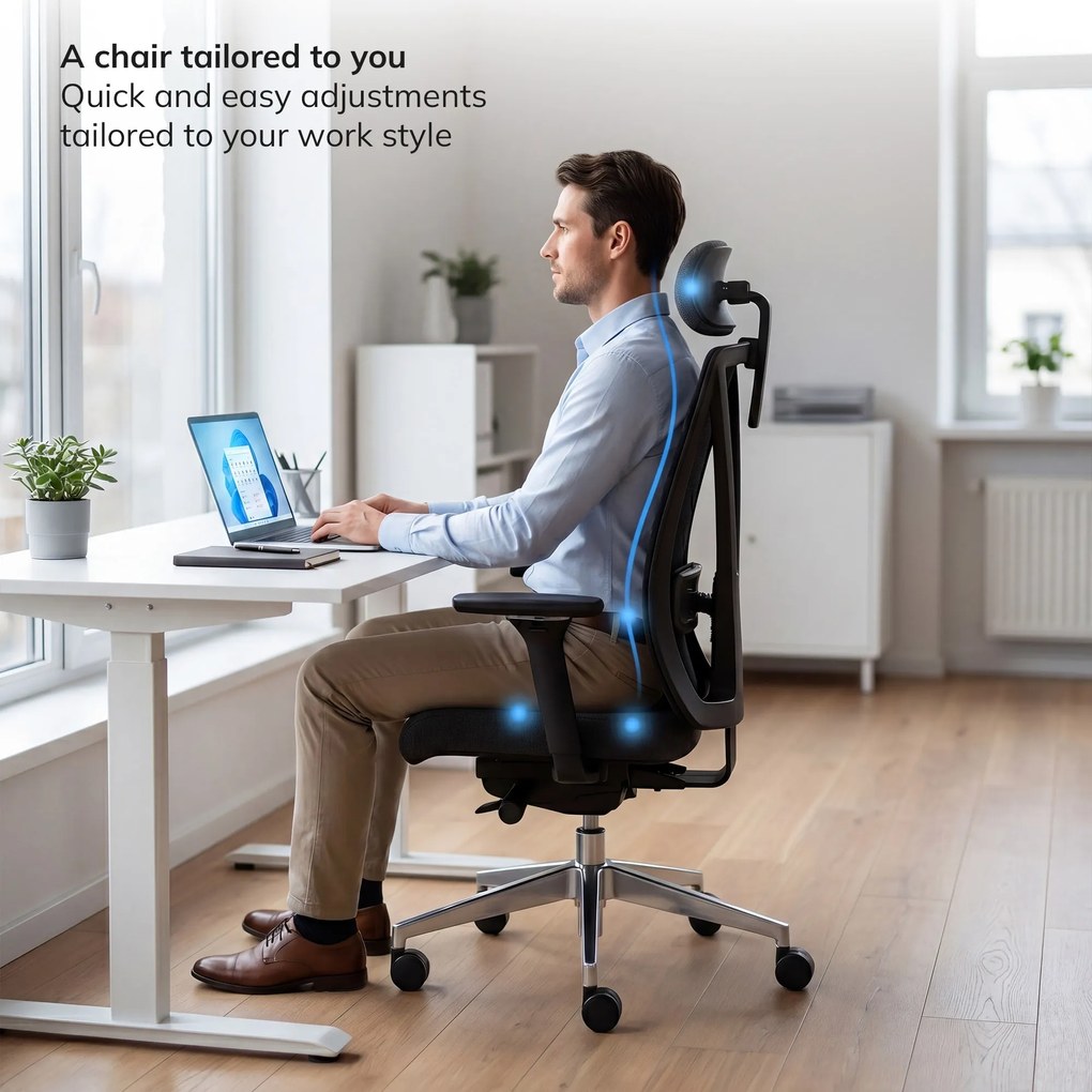 Ergonomikus irodai szék fekete hálós VECTOR
