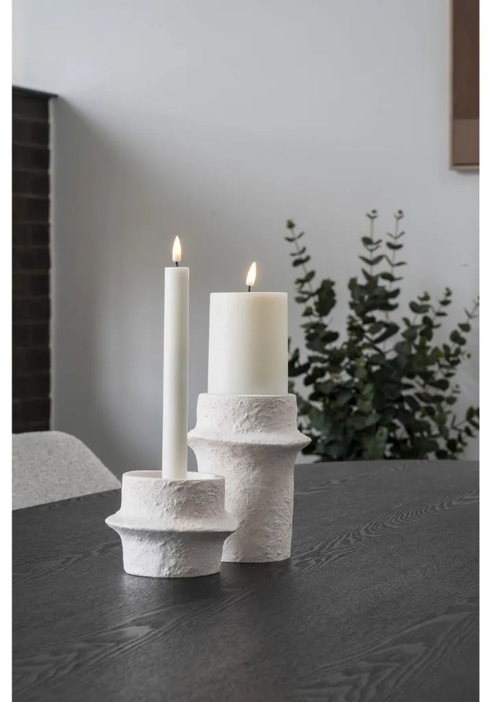 Gyertyatartó, cement, fehér, 2db
