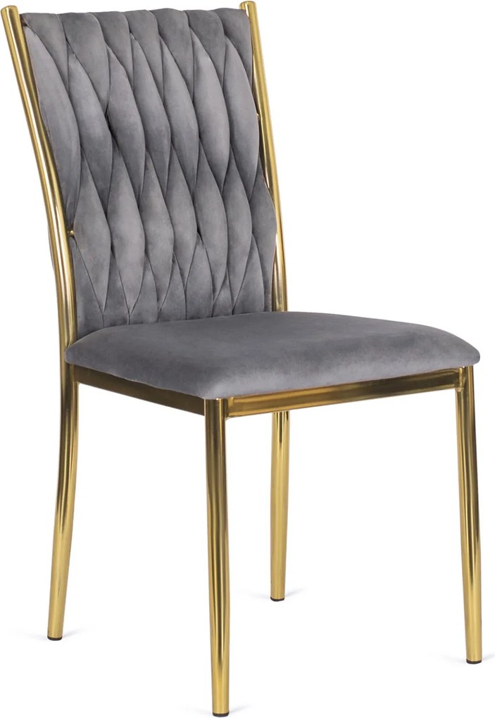 Krzesło DAN Szare Plecione Welurowe