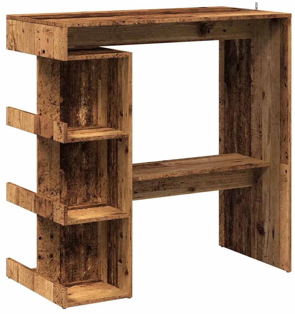 antik fa szerelt fa bárasztal tárolópolccal 100 x 48 x 101,5 cm