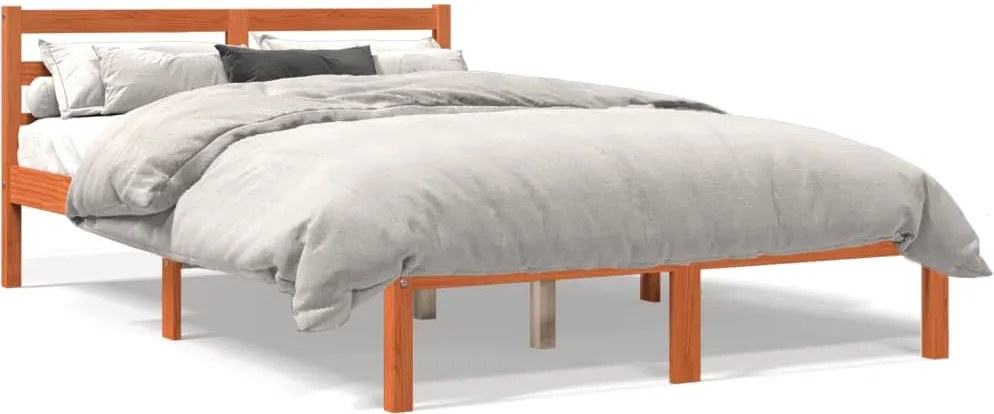 vidaXL viaszbarna tömör fenyőfa ágy matrac nélkül 120 x 200 cm