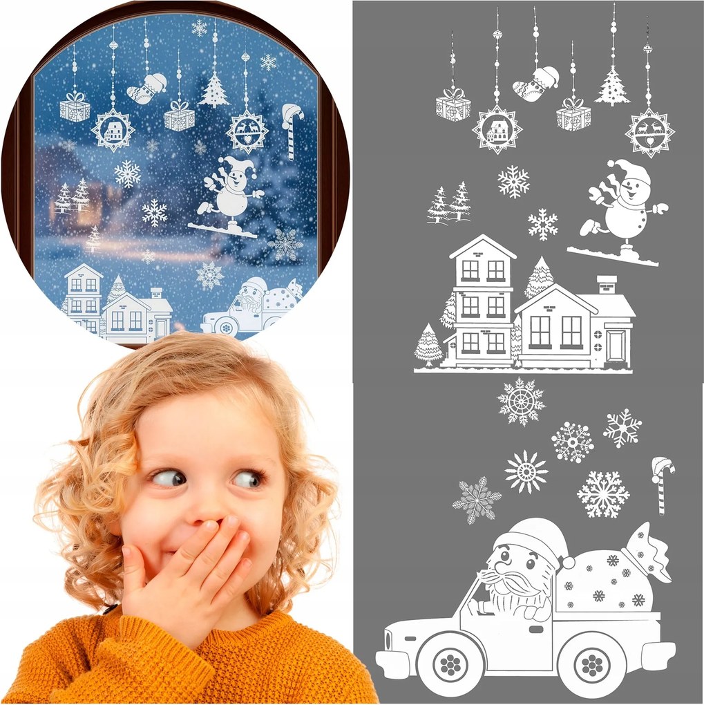 Karácsonyi Matricák Ablak Üveg Díszek Hópehely Hópelyhek Dekoráció