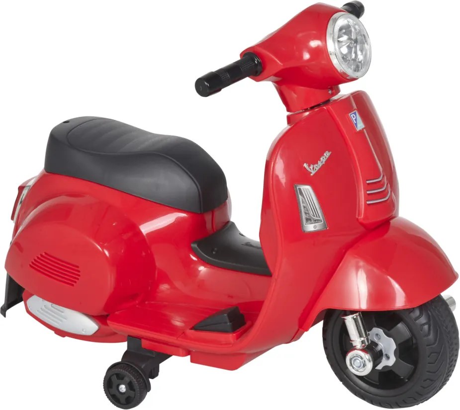 HOMCOM Elektromos gyerekmotor vespa, LED fénnyel, hanggal, 18-36 hónapos korú, piros