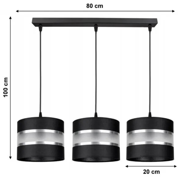 Csillár zsinóron CORAL 3xE27/60W/230V fekete