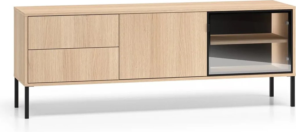 Harmona TV-szekrény 160 cm fiókokkal és világítással - lindberg tölgy