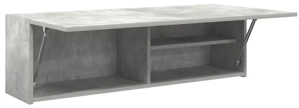 betonszürke szerelt fa fali fürdőszobaszekrény 100x25x30 cm