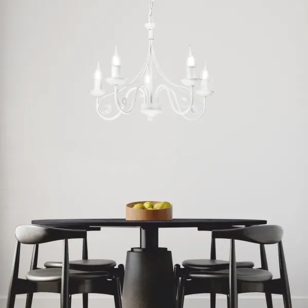 Csillár láncon DONATO 5xE14/40W/230V fehér