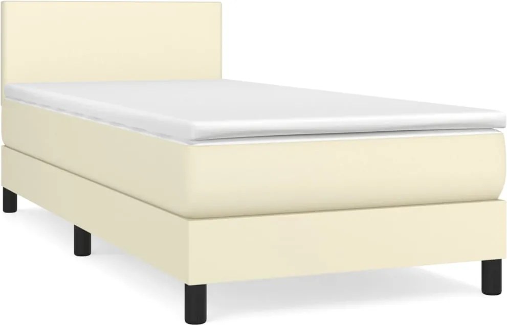 vidaXL krémszínű műbőr rugós ágy matraccal 100 x 200 cm