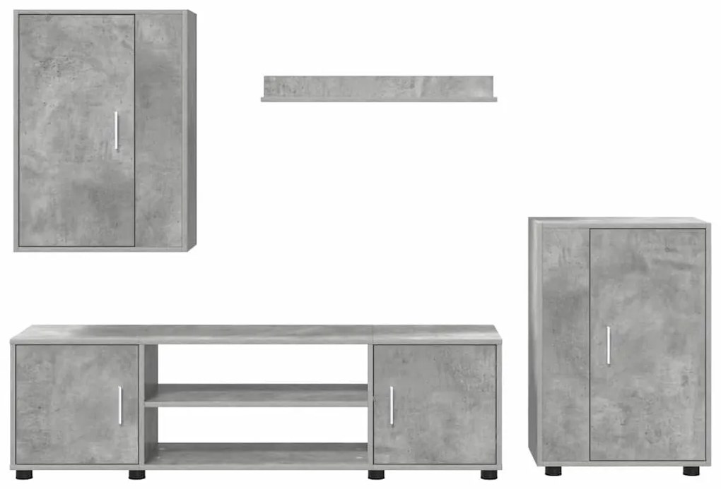 4 részes TV szekrény szett 4 pcs Beton szürke Faanyag