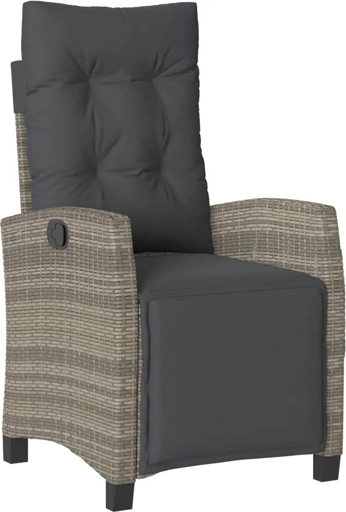 vidaXL szürke polyrattan dönthető kerti szék lábtartóval