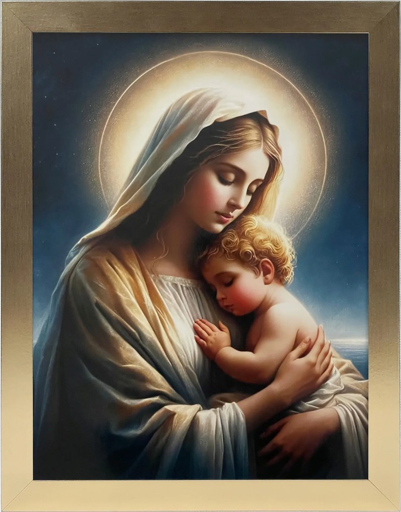 Vászonkép 45x35 Mária Szűzanya A Kis Jézussal Arany Keret