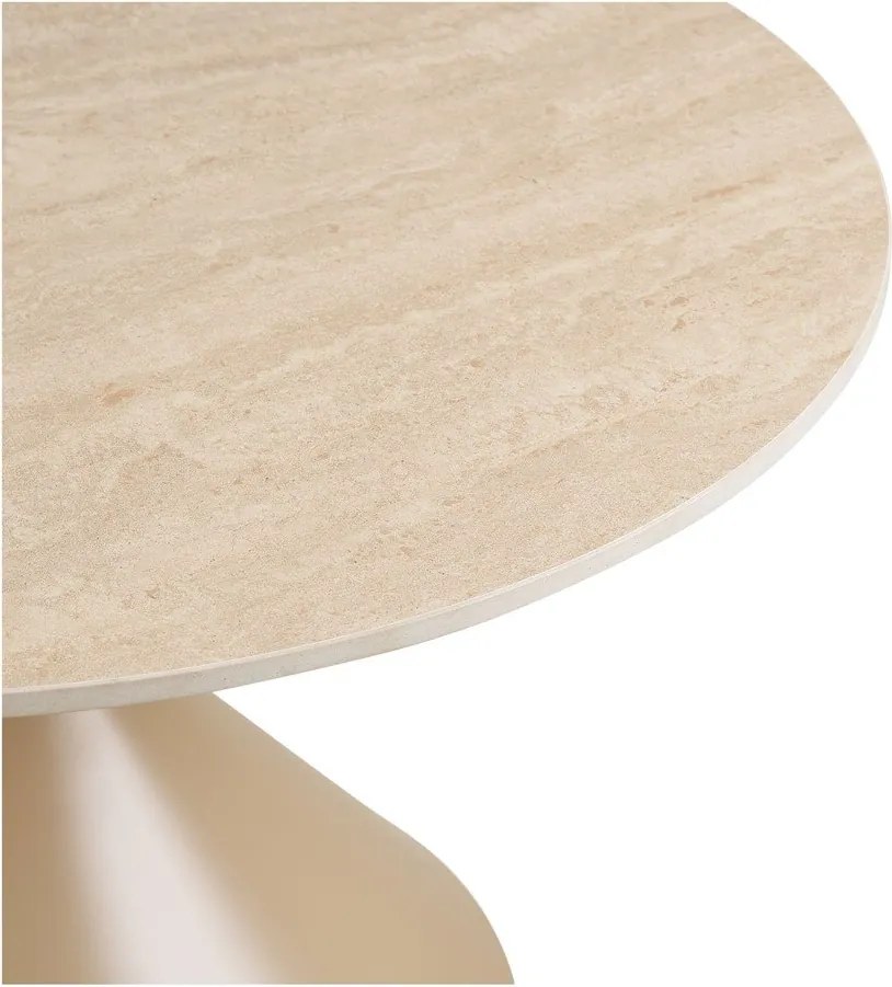 Bézs kerek dohányzóasztal kerámia asztallappal ø 70 cm Annecy – House Nordic