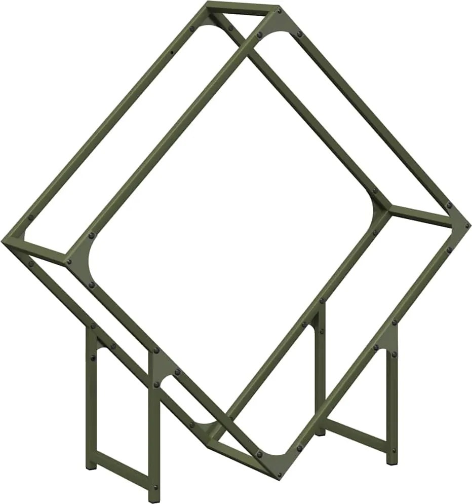 vidaXL olívazöld hidegen hengerelt acél tűzifatároló 80x25x80 cm