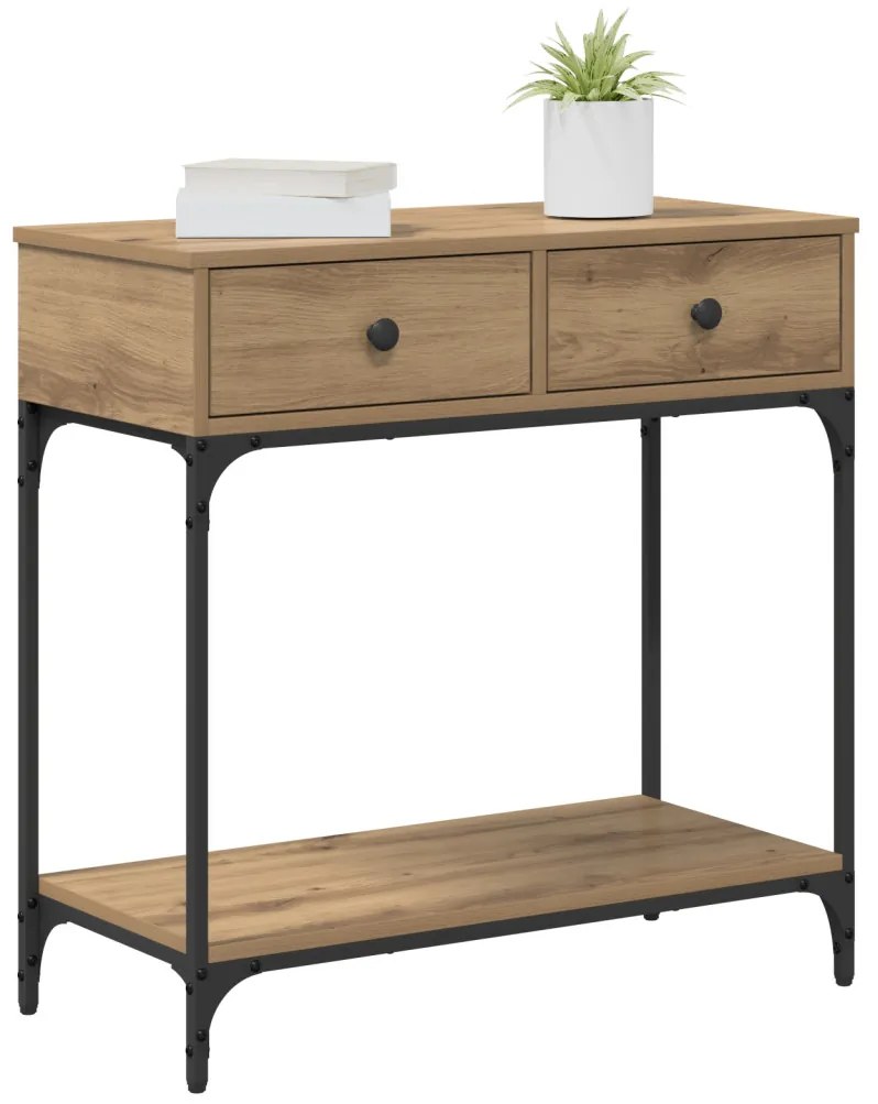 Konzol Asztal Kézműves Tölgy 75x34.5x75 cm Mérnöki Fa