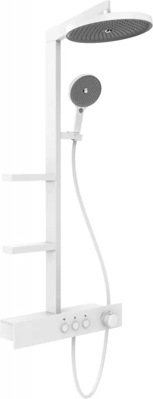 Mexen Plex zuhanykészlet falon kívüli esőztetővel és csapteleppel, fehér - 78103-20