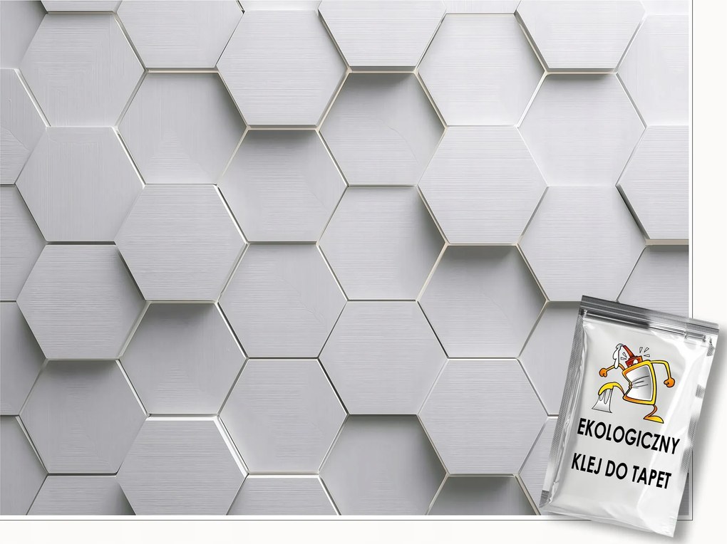 Gyerek Fotótapéta 3D Hexagonok Szürke Gyerekszobába 200x140