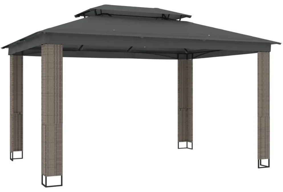 antracitszürke szövet dupla tetős pavilon 3,94 x 2,96 m