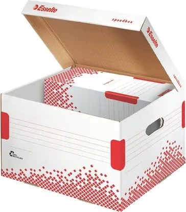 Archiválókonténer, M méret, karton, ESSELTE Speedbox, fehér (E623912)