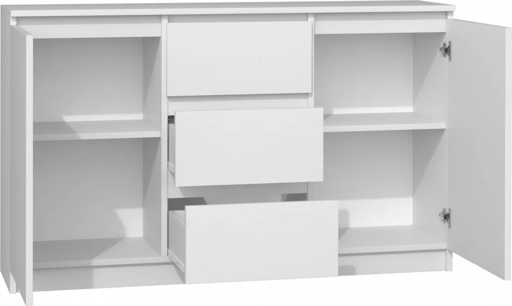 Drohmo 2D3S komód, 120x75x40 cm, fehér