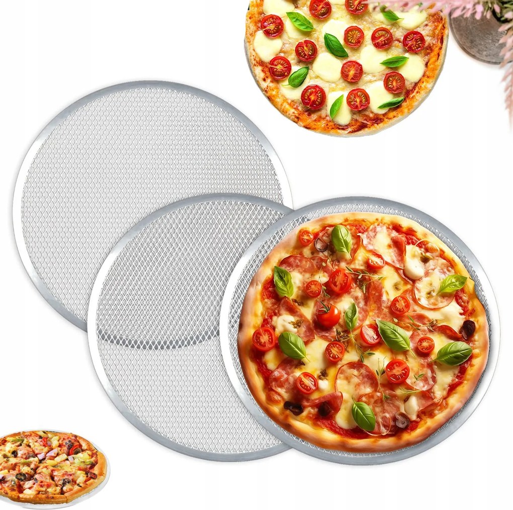 3db Alumínium pizza sütőrács kerek forma 12 inch