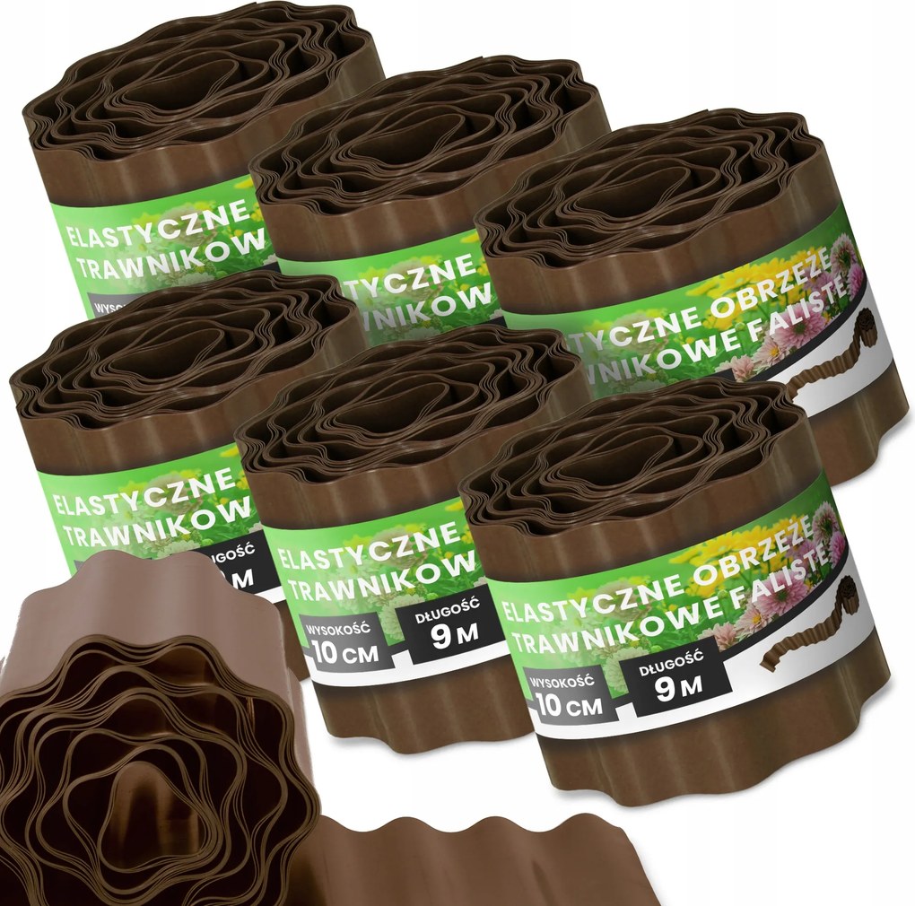Gyepszegély 10 cm 54 m Kerti Hullámos Paliszád Border Barna Us-t