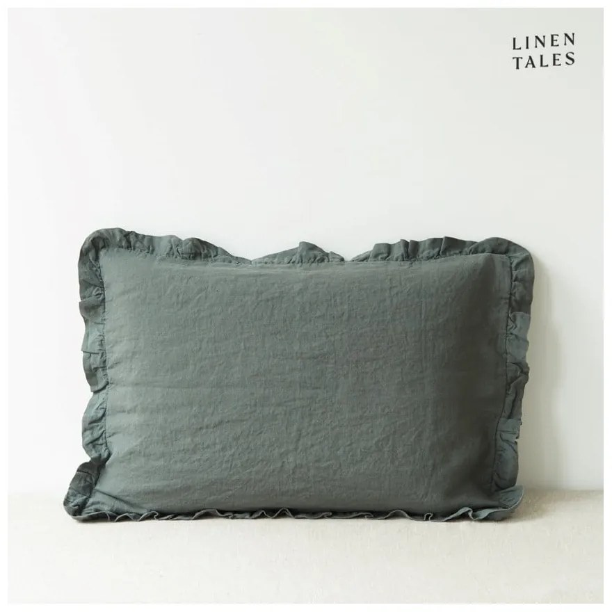 Len párnahuzat 40x60 cm Forest Green – Linen Tales