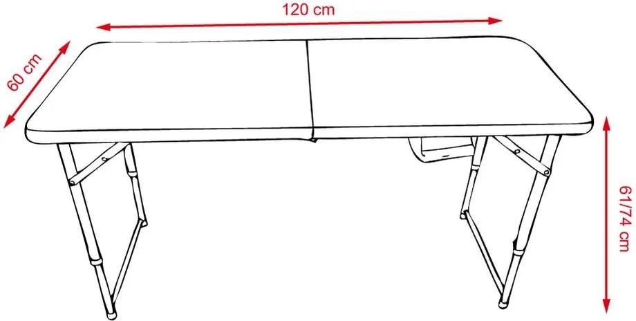 FRANKE Összecsukható catering/kempingasztal, beállítható magasság