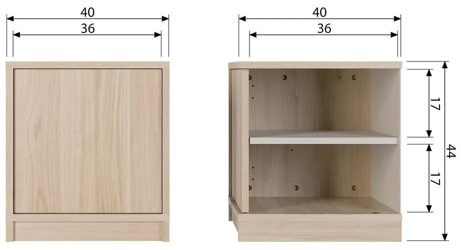 Natúr színű moduláris szekrény tölgyfa dekorral 40x44 cm Modulair – vtwonen