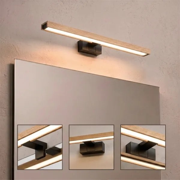 BRILAGI - LED fürdőszobai tükörvilágítás 3 az 1-ben WOODY MIRROR LED/12W/230V IP44 fekete/tölgy