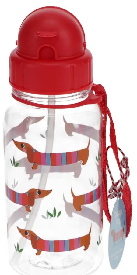 Piros tritán gyerek ivópalack 500 ml Sausage Dog – Rex London