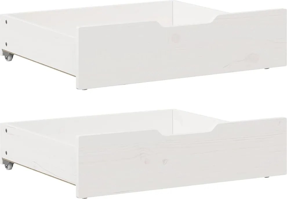 vidaXL 2 db fehér tömör fenyőfa ágy alatti fiók 65 x 55 x 17 cm